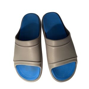 AVIA Mens Slides Size 13 Gray‎ & Blue Slip On Sandals Casual Comfort